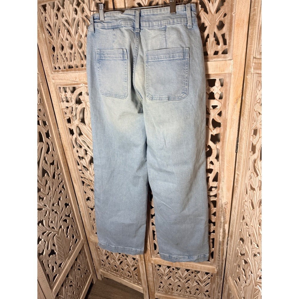 Old Navy Extra Sky-Hi Wide Leg Jeans Light Wash Patch Pocket Size 6 - Picture 6 of 9